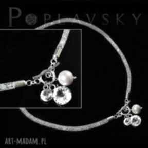 Poplavsky naszyjnik crystal pearl, srebro, kryształy, swarovski, perła