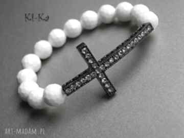 Crucifix white ki ka pracownia muszla, krzyż, kryształki