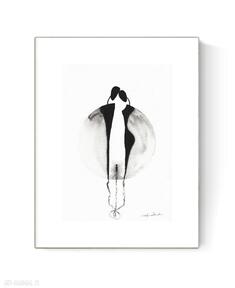 Grafika 21x30 malowana ręcznie na papierze 3565849 art krystyna siwek czarno biała, nowoczesne