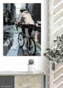 Rowerem po mieście - wydruk na płótnie 50x70 cm B2 justyna jaszke rower, obraz, z prezent