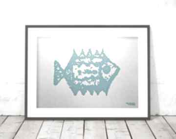 obrazek A4, ryba do domu, minimalizm 21x30, dekoracja w żeglarski stylu, poster annasko