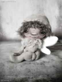 Aniołek - artystyczna lalka kolekcjonerska z tkaniny dekoracje e piet, podziękowanie, pamiątka