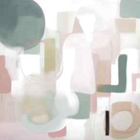 Pastelowa abstrakcja - kolorowy obraz wydruk na płótnie 80x80 cm żółty różowy dom annsayuri art