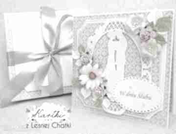 Urocza ślubna scrapbooking kartki z lesnej chatki ślub, życzenia, prezent