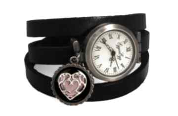 Serce zegarek bransoletka skórzanym pasku walentynkowy prezent