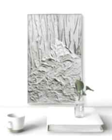 Obraz strukturalny biały beżowy w ramce minimalistyczny prezent wielgosz art, dodatek, w ramie