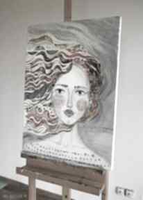 malowany na zamówienie gabriela krawczyk obraz, płótnie, portret, kobieta, postać