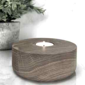 Duży świecznik dębowy na tealight messto made by wood z drewna, minimalistyczny, dodatki