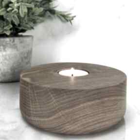 Duży świecznik tealight drewna minimalistyczny dębowe