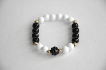 Bracelet by sis: biało czarne korale, discoball, elegancka, nowość, prezent