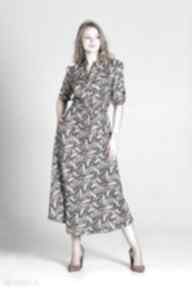 Długa sukienka z rękawem 3 4 i troczkiem - suk205 wzór lanti urban fashion, maxi - dress