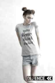 Think twice t-shirt gray defence koszulki modne