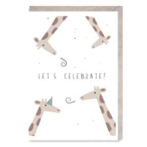 Kartka gratulacyjna: celebracja. Żyrafy: okolicznościowa urodzinowa cardie