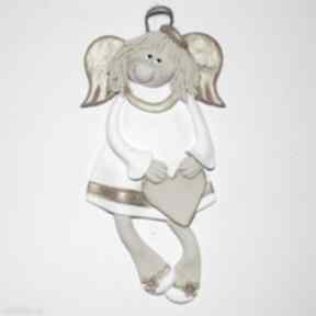 Pamiątka moniki - aniołek z solnej dla dziecka magosza aniołki serce dedykacja, masa solna