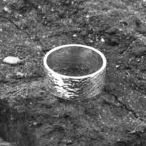 Pierścionek - obrączka srebro 925 02 loopart srebrna, młotkowana, biżuteria