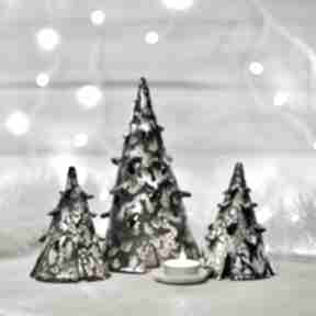 Upominek na święta. Zestaw świąteczny choinki ceramiczne dekoracje goceramika, latarenki