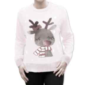 Pomysł na prezent! Sweter świąteczny - unisex różowy renifer XS, S, M, L, XL swetry morago