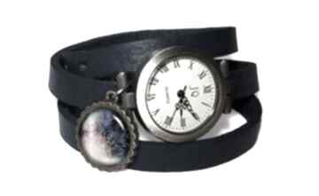 Orient zegarek bransoletka skórzanym pasku skórzana zawieszką