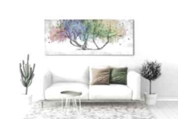 Obraz na płótnie - abstrakcyjne drzewo kolorowe plamy 147x60cm 02583 ludesign gallery
