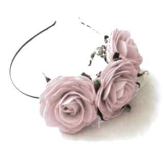 Opaska z kwiatami ozdoby do włosów fascynatory róże, różowy, woalka