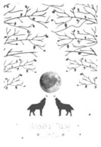 Plakat 30x40 do kreatywne wilk, drzewo wpisów, księga gości, wilki, wesele