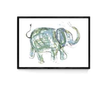 Słoń plakat A4, obrazek ze słoniem, zwierzęta na ścianę, zoo, 21x30 plakaty annasko grafika