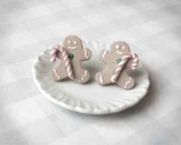 Kolczyki, wkrętki gingerbread - man świąteczne - ciastka theresa ursulas jewelry