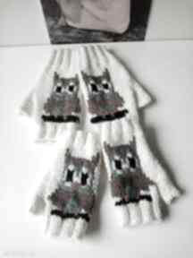 Rękawiczki dziecięce kremow mitenki brązowe sowy dla dziewczynki chłopiec prezent eve made art