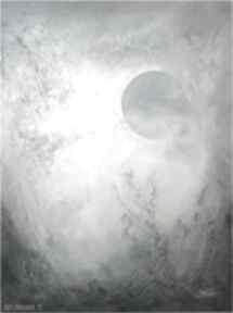 Tajemnica księżycowej doliny, obraz 80x60 cm joannatkrol fantastyka, księżyc, pejzaż