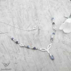 Kianitowe niebieskości z cytrynem - kolczyki jewelsbykt srebrny naszyjnik, kobiecy, nowoczesny