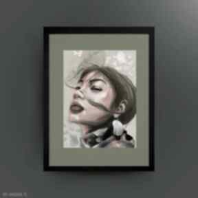 Obraz cyfrowy dziewczyna 2 my atelier współczesna, grafika kobieta, plakat portret, modern