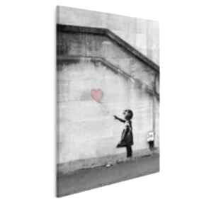 Obraz na płótnie - banksy dziewczynka w pionie 50x70 cm 20022 vaku dsgn, balon, serce, street