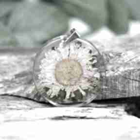 z prawdziwym zatopionym w z1493 naszyjniki herbarium jewelry okrągły wisior z kwiatem - różowy