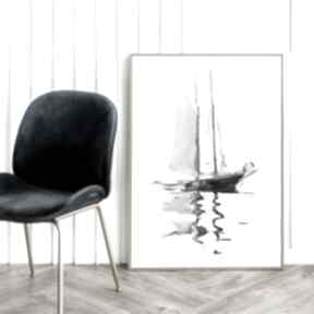 Samotny rejs - plakat 50x70 cm plakaty hogstudio, statek - do salonu, modny grafika
