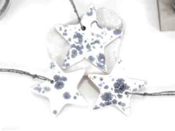 Pomysł na upominek święta? 3 ceramiczne gwiazdki choinkowe - śnieg dekoracje świąteczne fingers