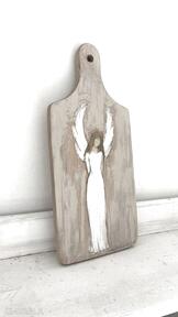 Anioł stróż obraz na desce misty art studio aniołek, prezent, szczęście, prawdziwe drewno