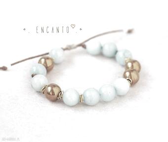 Mint candy encanto kamienie, naturalne, kule, jadeit, hematyt, sznurek