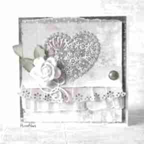 Ślubne życzenia z koronkowym sercem scrapbooking kartki rudlis ślub, serce