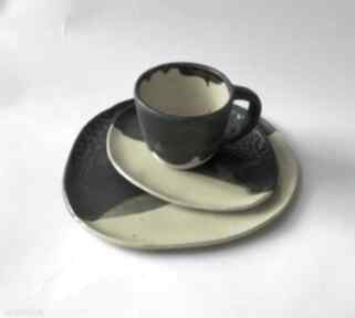 Zestaw ceramika ceramystiq studio naczyń, talerz ceramiczny, kubek ręcznie robiony, komplet