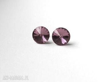 Wkrętki 6mm 925 fuksjowe molicka swarovski, kryształki, fuchsia, srebro, sztyfty