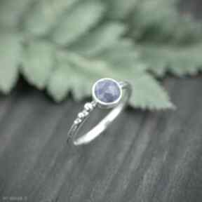 pierścionek - lapisem - lapis lazuli kulka srebrno złoty minimalistyczny