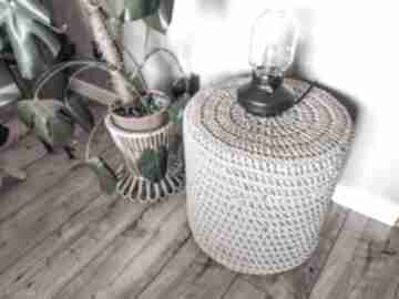 Pufa pleciona siedzisko ze sznurka stolik boho hygge macrame, sznurek, beżowe dekoracje