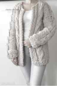 Beige chunky swetry mon du sweter, gruby, dziergany, warkocze, druty