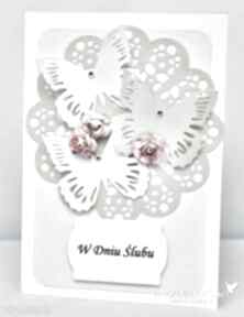 W dniu ślubu scrapbooking wrzosowisko kartka, ślub, ślubna, życzenia, motyle