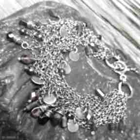 Bransoletka srebrna z granatami treendy granaty, prezent - biżuteria autorska, srebro