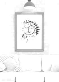 30x40 - plakat słońce i księżyc, biało czarny, do domu, ecru plakaty annasko, grafika