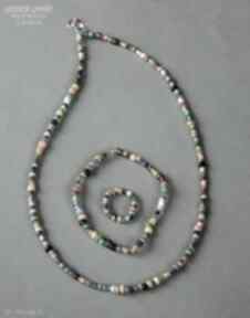 Boho minimalistycznie optymistyczny komplet z drobnych koralików seed beads prezent handmade