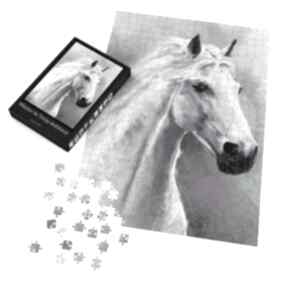 Puzzle - biały koń 60x42 cm 600 elementów yenoo, układanka, konik, relaks