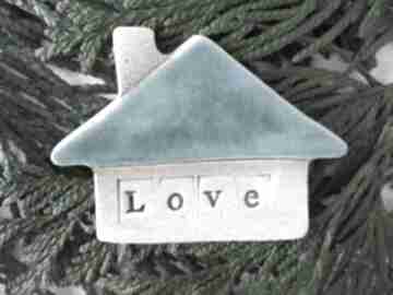 Domek turkusowa magnesy ceramika ana dom, miłość, love, walentynki, ceramiczny