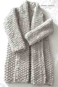 Gruby beżowy sweter swetry mondu, kardigan, chunky - dziergany, druty